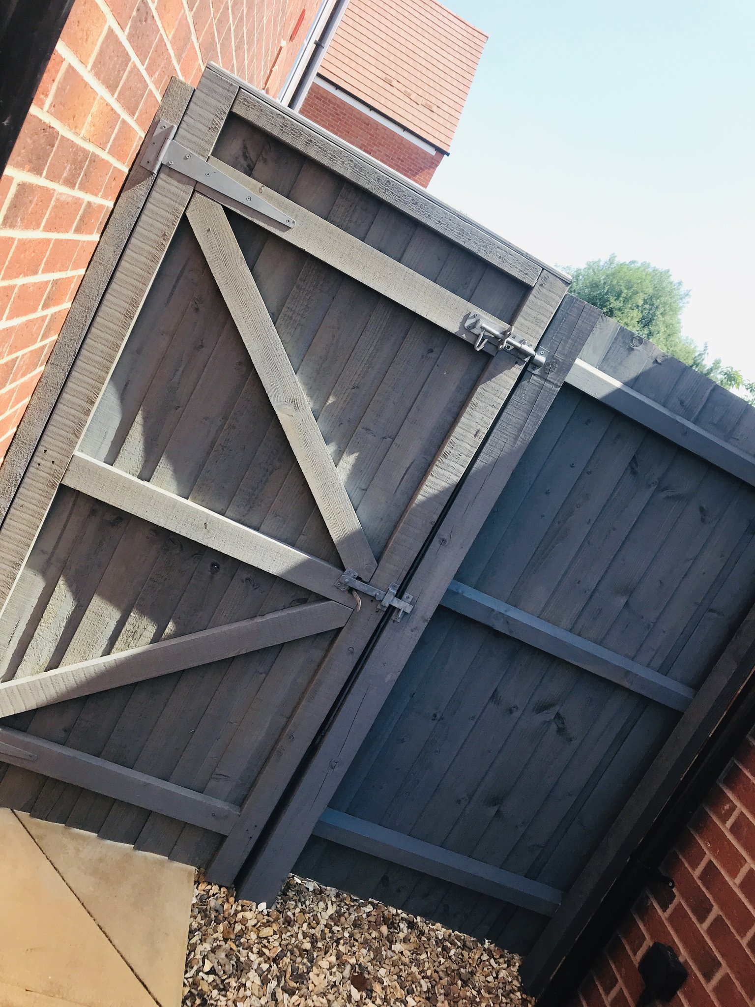 Timber garden gate painted slate grey